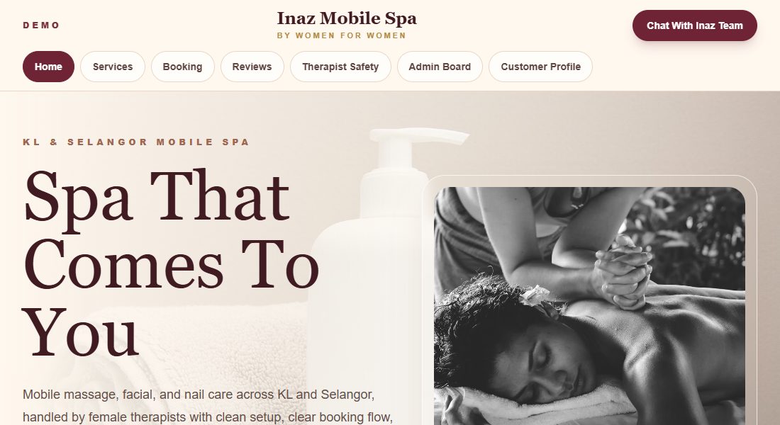 Inaz Mobile Spa project preview